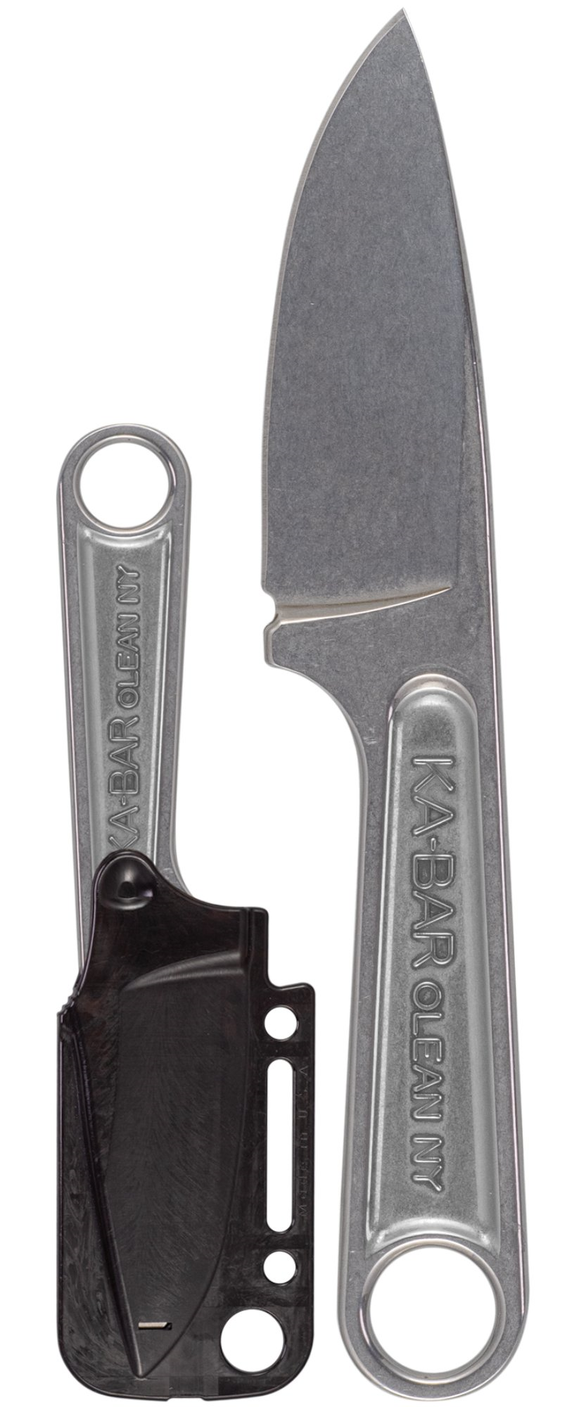 Ka-Bar Forged Wrench Knife with hard plastic sheath, featuring a unique high carbon stainless steel blade.